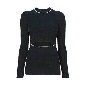 PROENZA SCHOULER White Label Bouclé Cut-Out Knitted Top in Black – Size SMALL